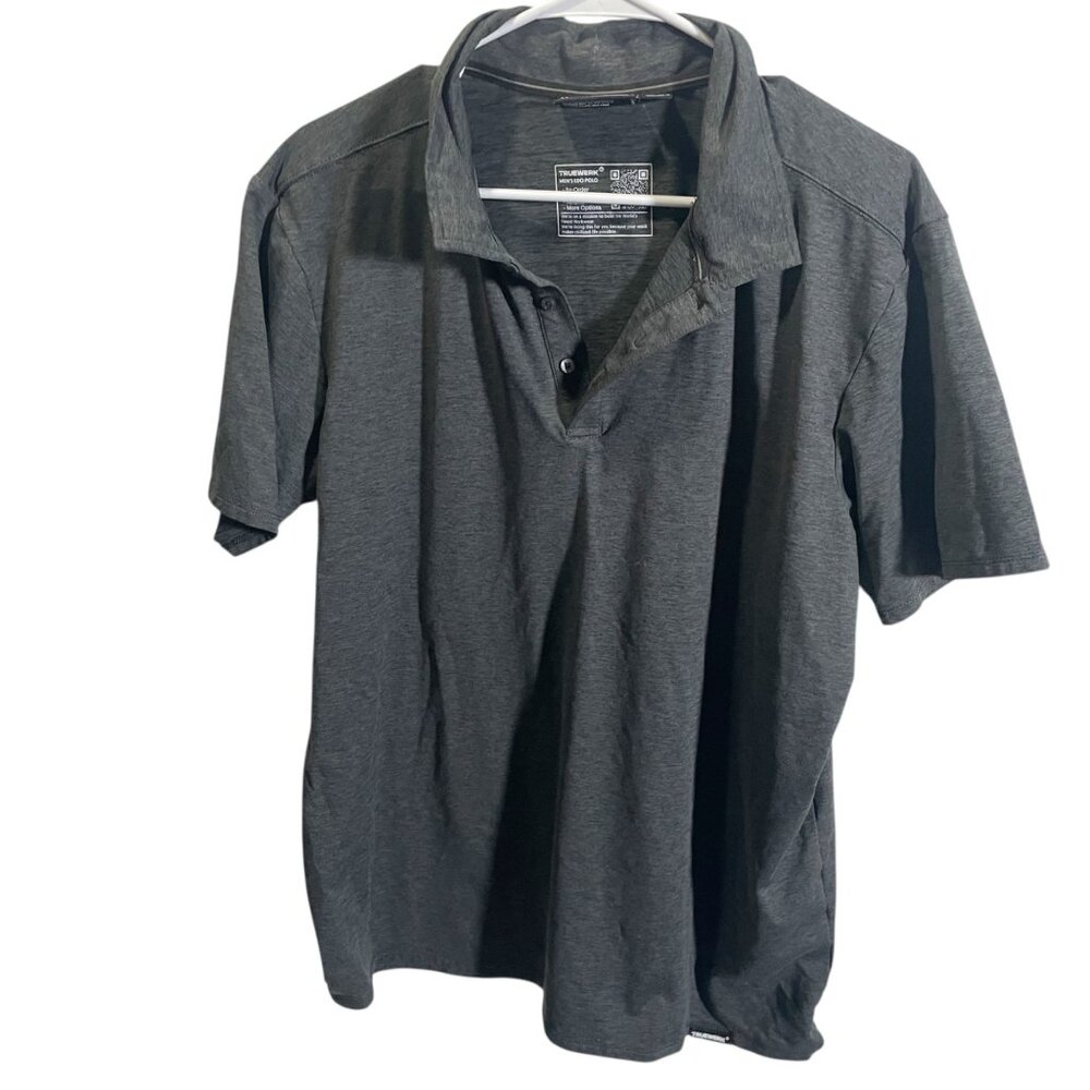 Truewerk Mens EDO Polo‎ Shirt XL Heather Gray Short Sleeve Workwear